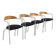 Set of 4 Chrome and Wood Chairs, Italy, 1980s