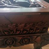 Thai coffee table with glass 1950s