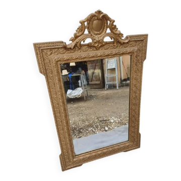 Miroir 19ème bois et stuc doré