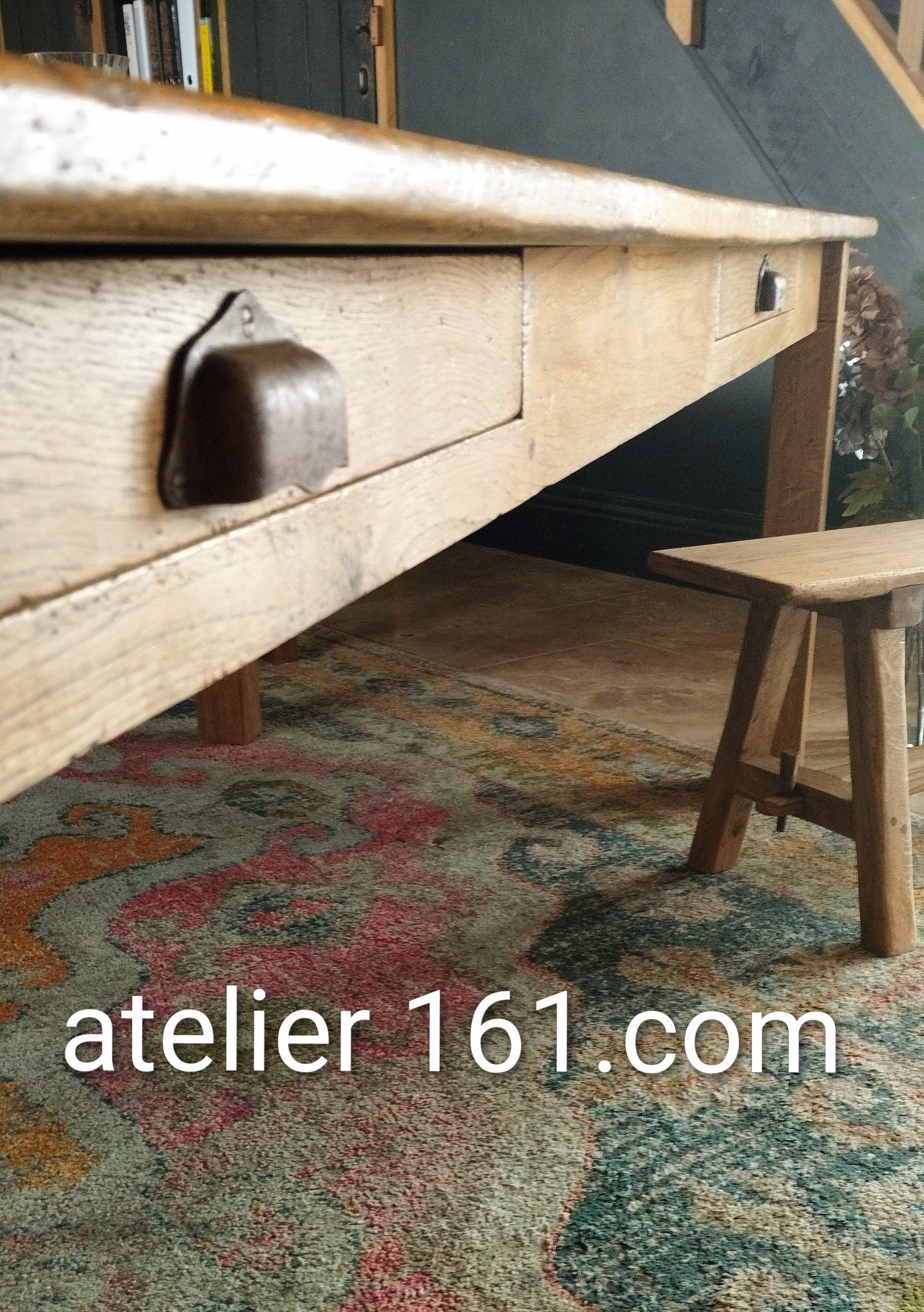 "A frame" bench in solid oak, patinated.