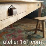 "A frame" bench in solid oak, patinated.