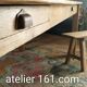 "A frame" bench in solid oak, patinated.
