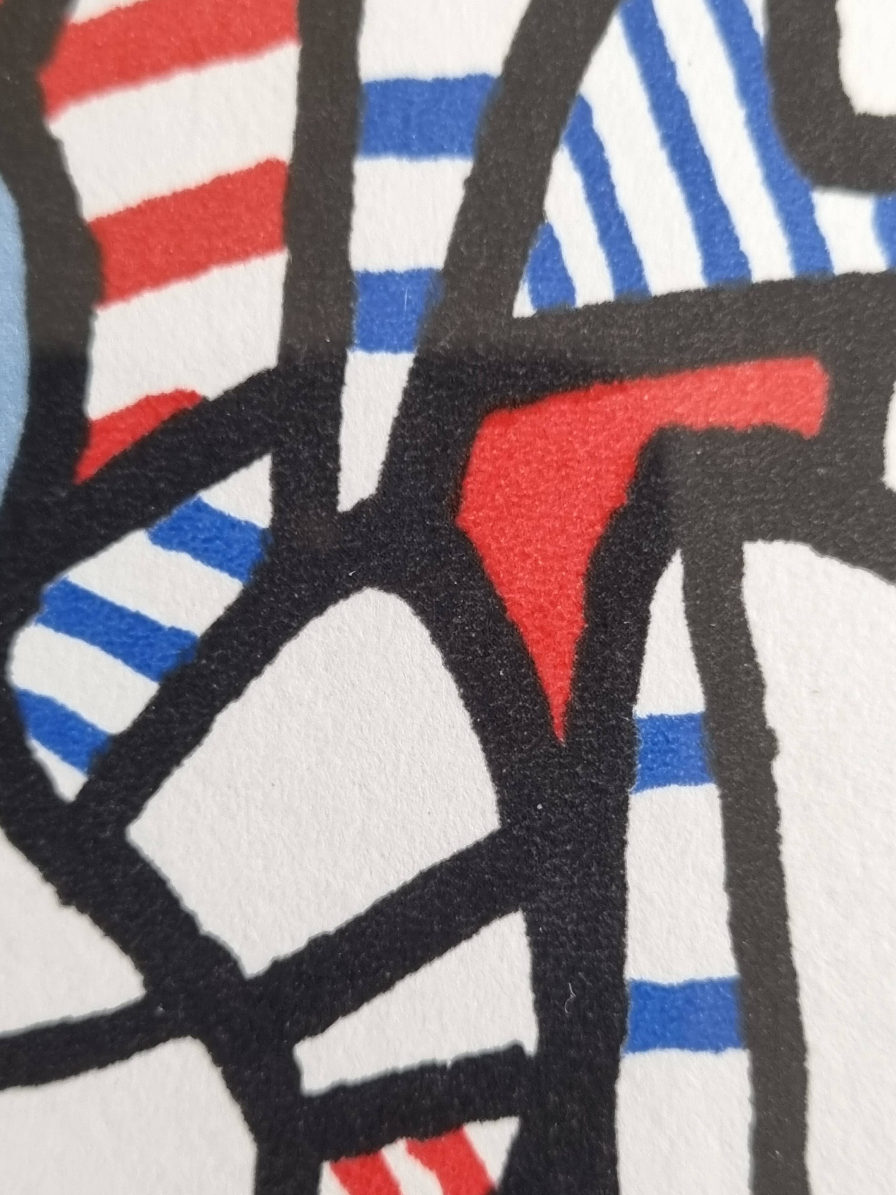 Silkscreen print after Jean Dubuffet, framed, 1970s, 23 x 31 cm