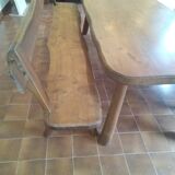 Table and benches in solid oak