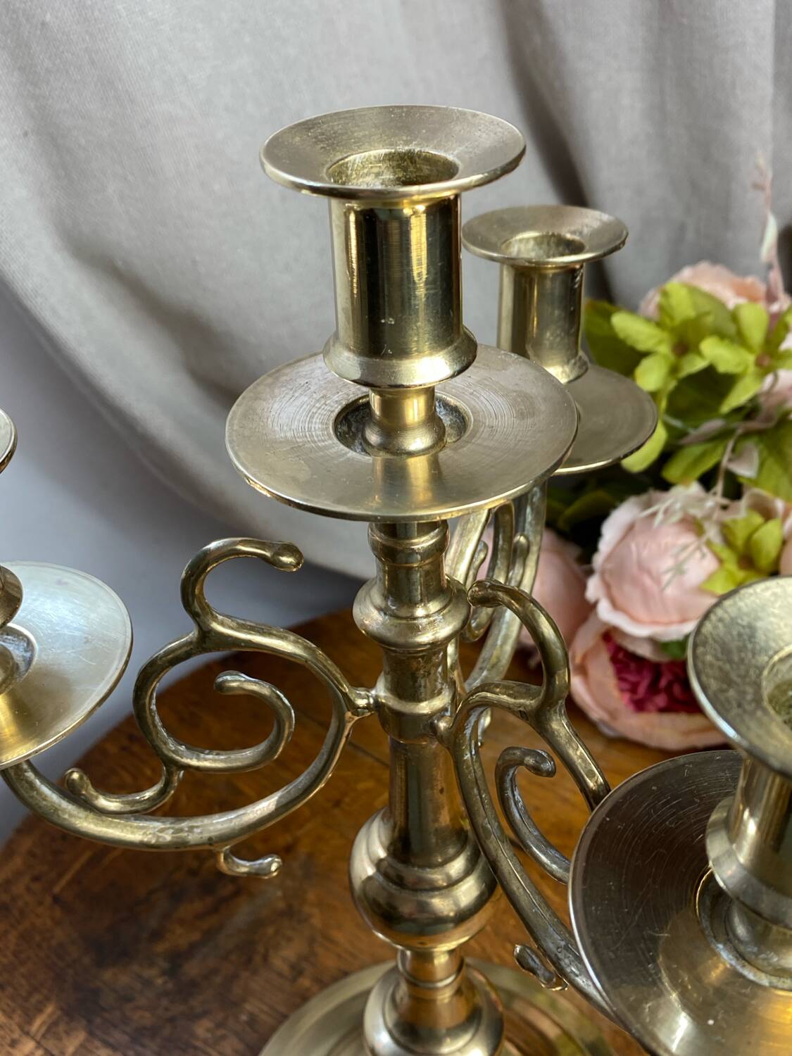 Candlestick, four-light brass candelabra
