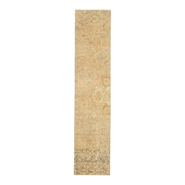 1970s Vintage Turkish Hand-Knotted Wool Cotton Orange Runner Rug 61x286