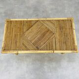 Rattan coffee table 60s and bamboo magazine door