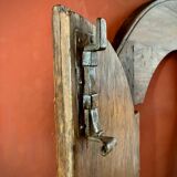 Antique Rustic Tuscan Window in Chestnut with Original Wrought Iron Hardware, 1800s