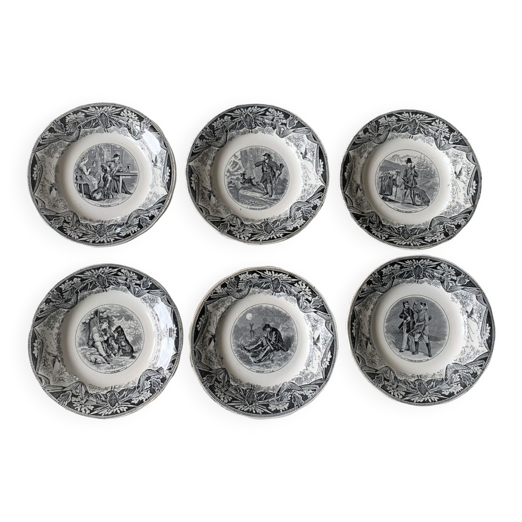 3 Assiettes Parlantes En Faïence - Révolution Française - Décors Variés - Occasion