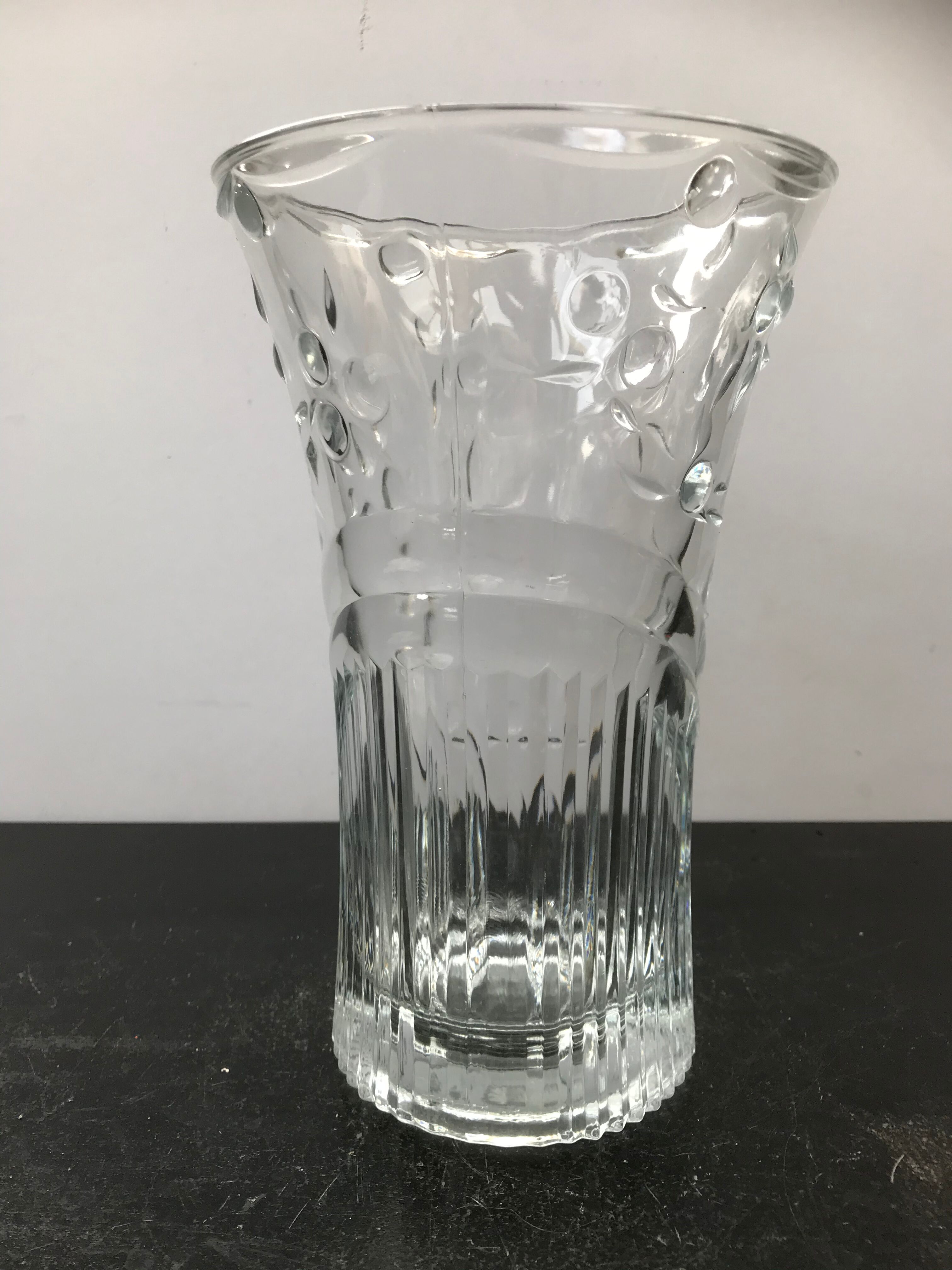 Designer molded glass vase with vintage cherry decor