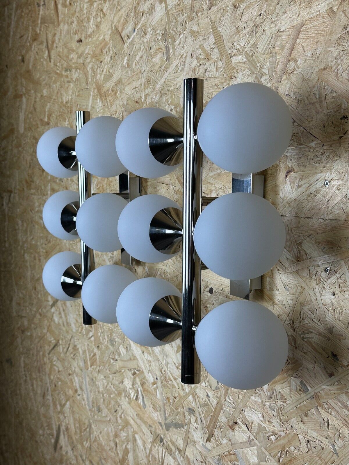 2x 60s 70s 6-bulb Sputnik wall lights by Kaiser Leuchten opal glass