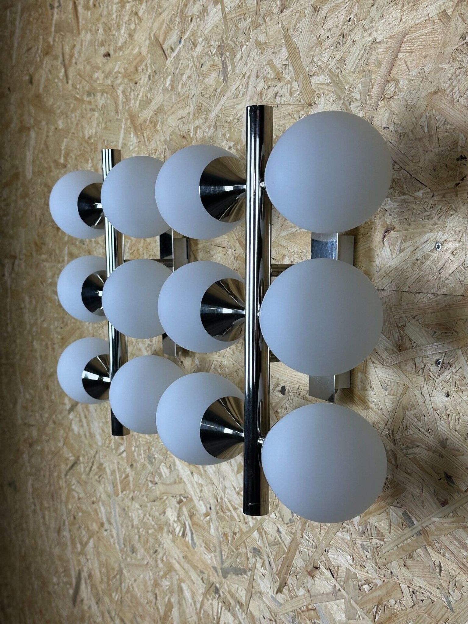 2x 60s 70s 6-bulb Sputnik wall lights by Kaiser Leuchten opal glass