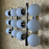 2x 60s 70s 6-bulb Sputnik wall lights by Kaiser Leuchten opal glass