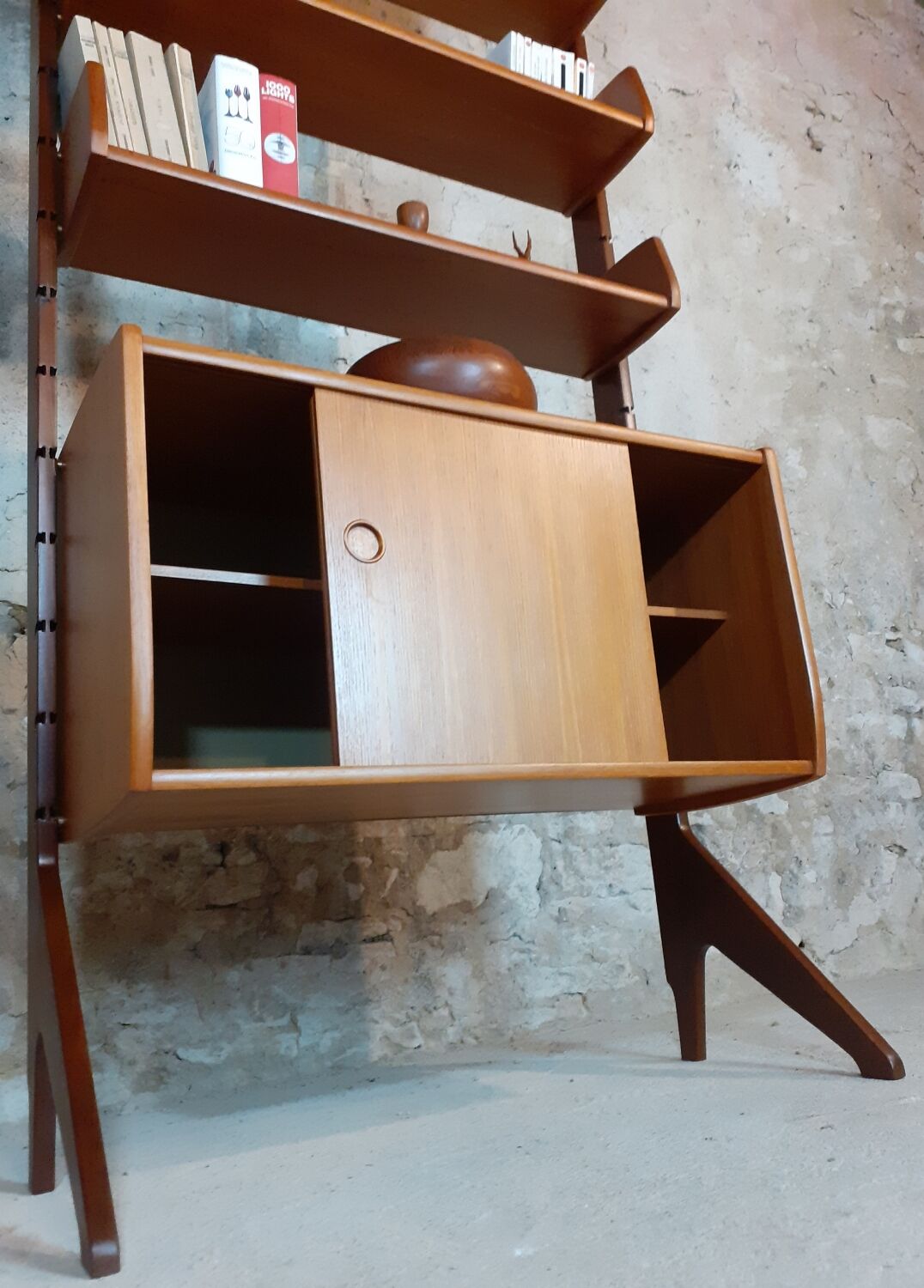 Ergo teak shelving unit, Scandinavian vintage 1960s