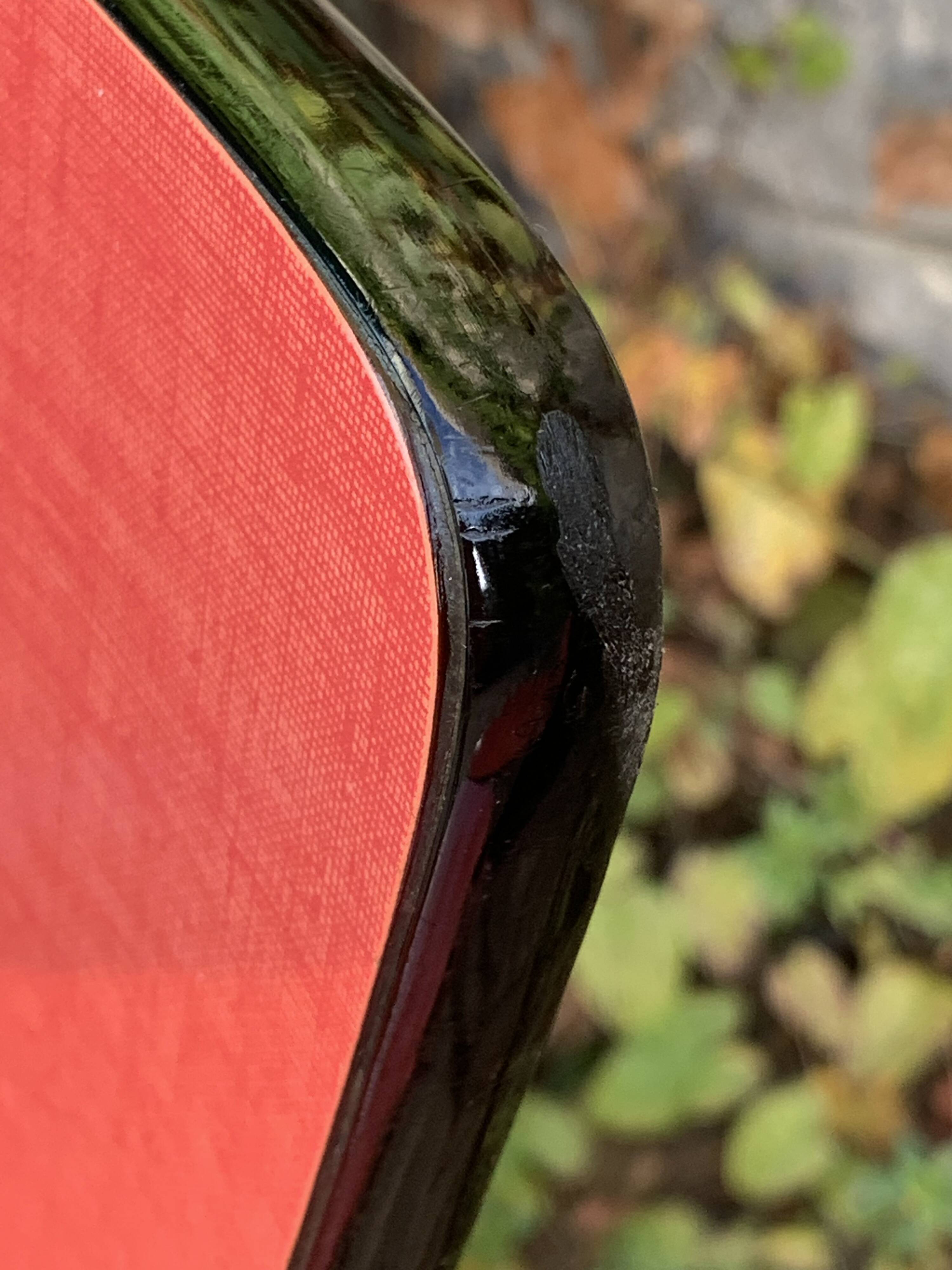 4 red Formica chairs with Eiffel legs, 1950s