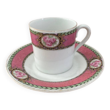 White porcelain flowered cup and saucer