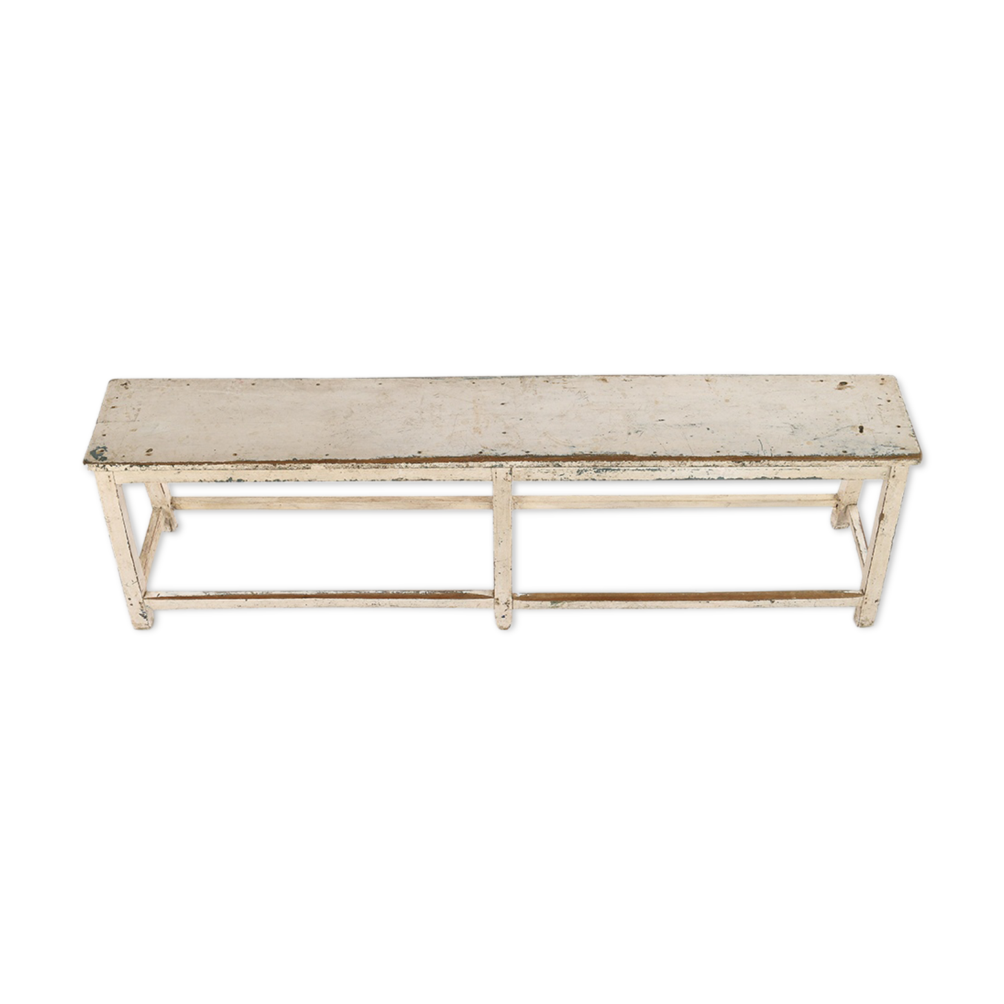 White patinated wooden bench
