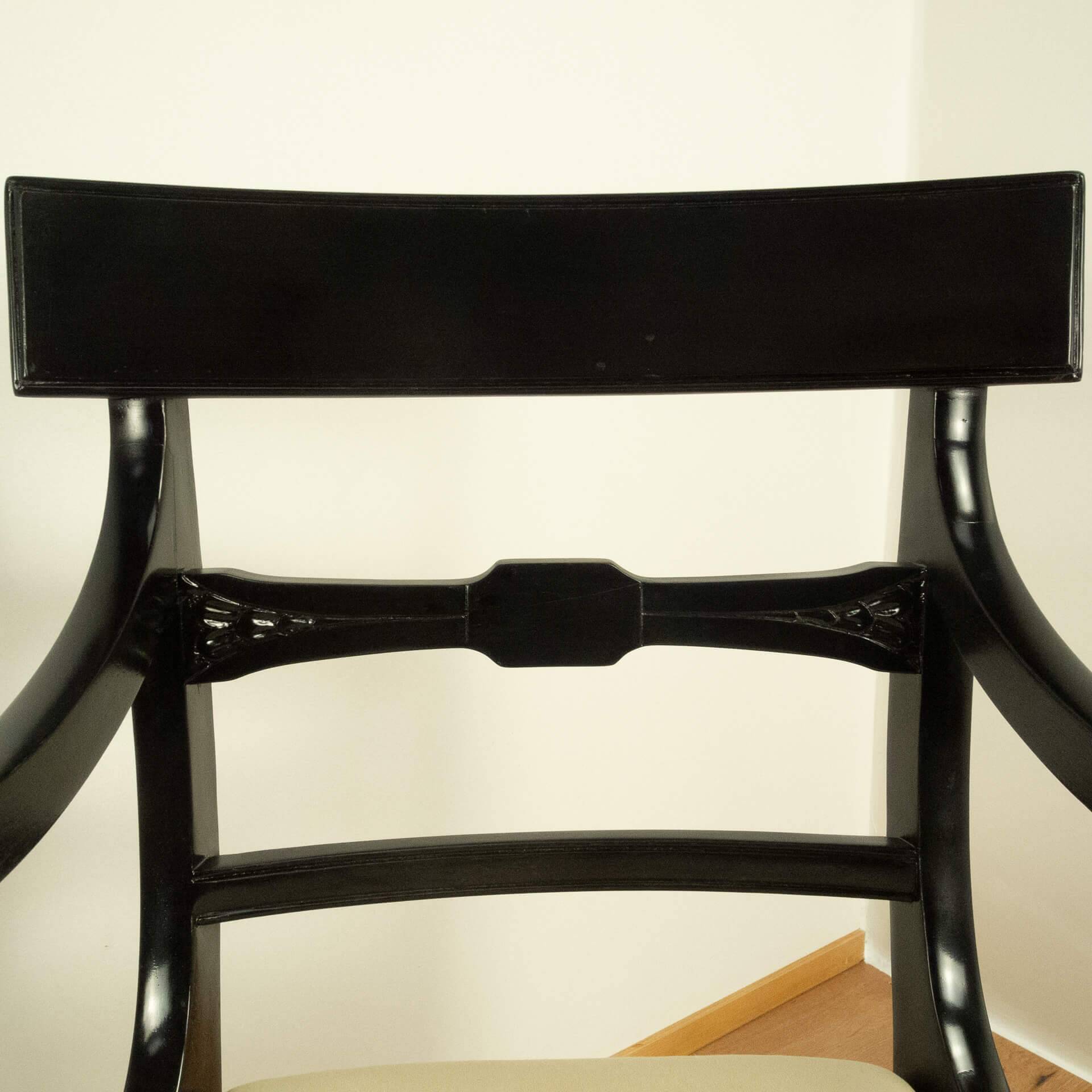 Armchair by G.T. Rackstraw, mahogany stained black, vintage from England