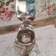 Old water decanter in curved glass and tin Art Nouveau style