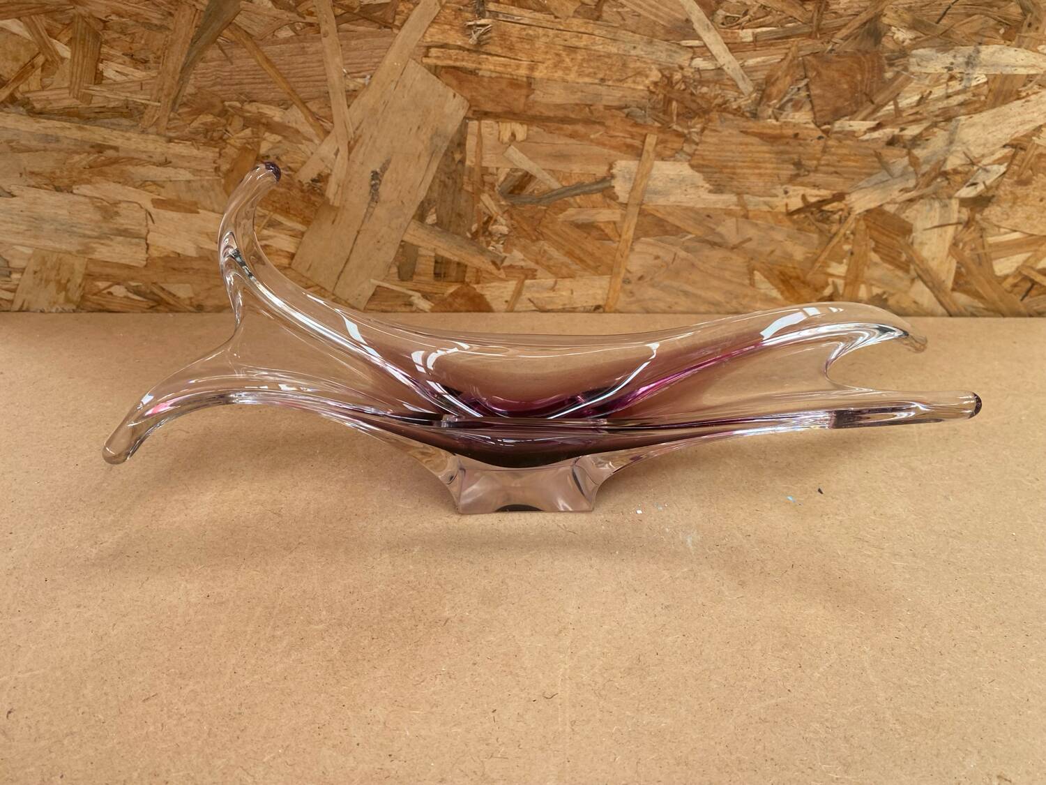 Old Empty Pocket Crystal Cup Purple & Transparent Vintage #B086