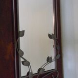 Designer mirror with gray metal surround 89x37cm