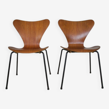 Chaises de salle à manger 3107 en teck par Arne Jacobsen pour Fritz Hansen,