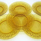 6 assiettes plates en verre trempé ambre - Soleil Vereco France - vintage années 70