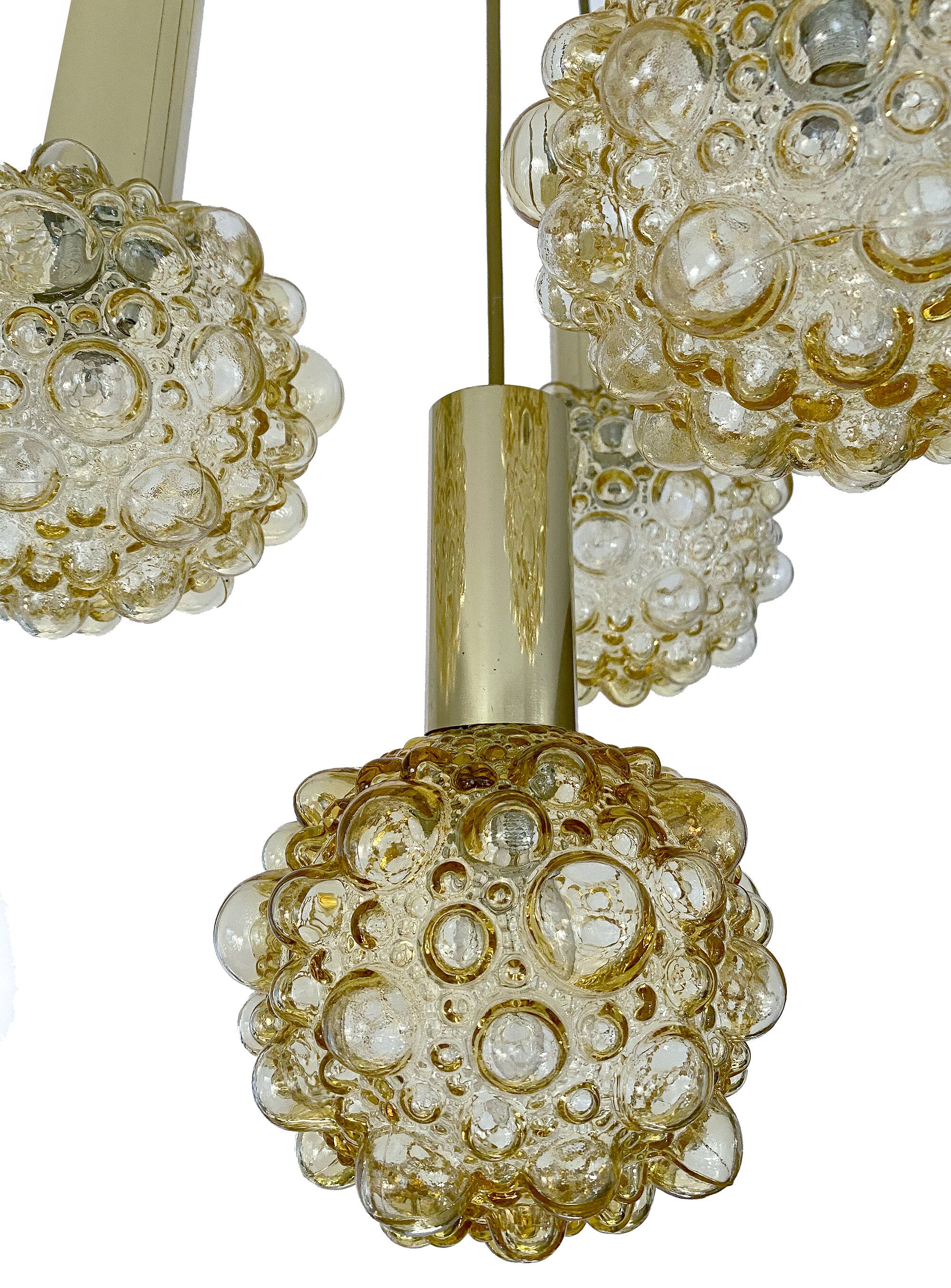 Vintage suspension lamp Limburg, Bubble Glass & Brass, 70s