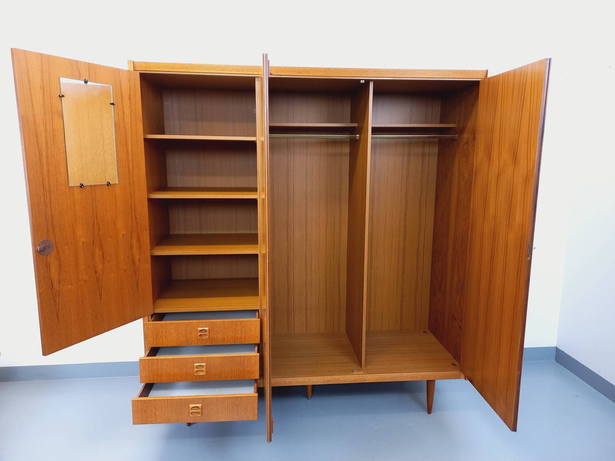 Vintage Scandinavian-style teak wardrobe from the 1960s