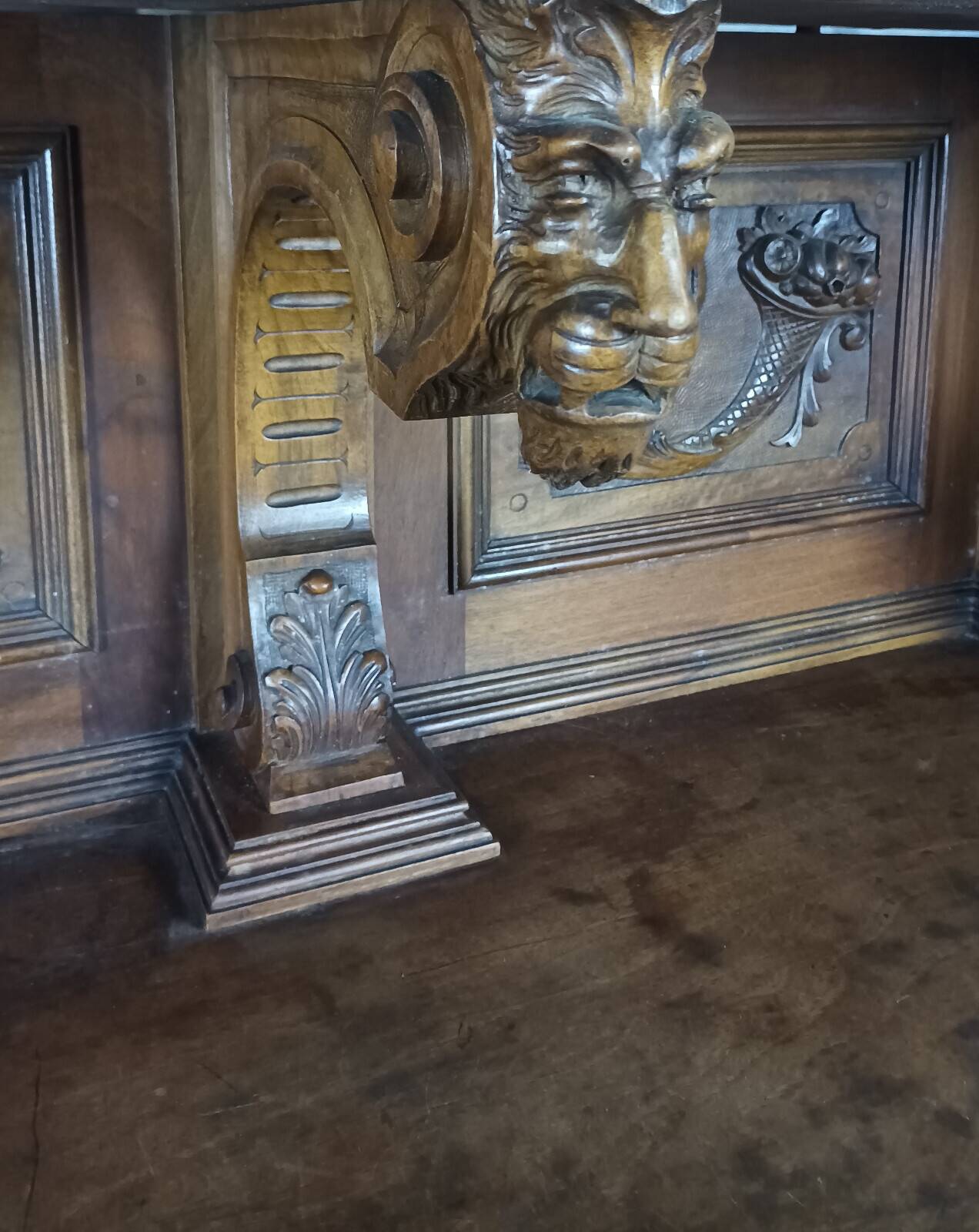 19th-century walnut buffet with two bodies.