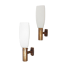 Set of two wall lamps in brass glass 1950