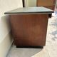 Modernist desk in wood and green moleskin upholstery
