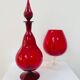 Large Empoli red blown glass carafe / Genie Bottle