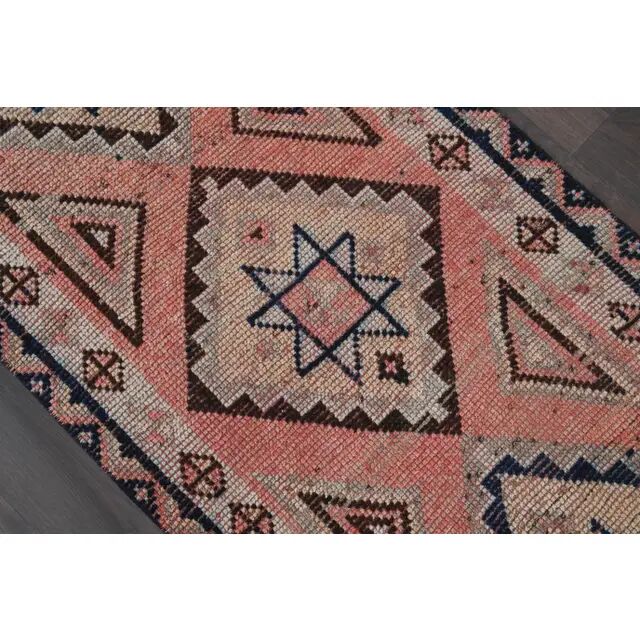 1970s Turkish Oushak Handmade Wool Cotton Orange Runner Rug 84x308