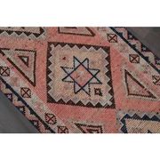 Tapis couloir en laine et coton fait main Oushak turc des années 1970, 84x308.