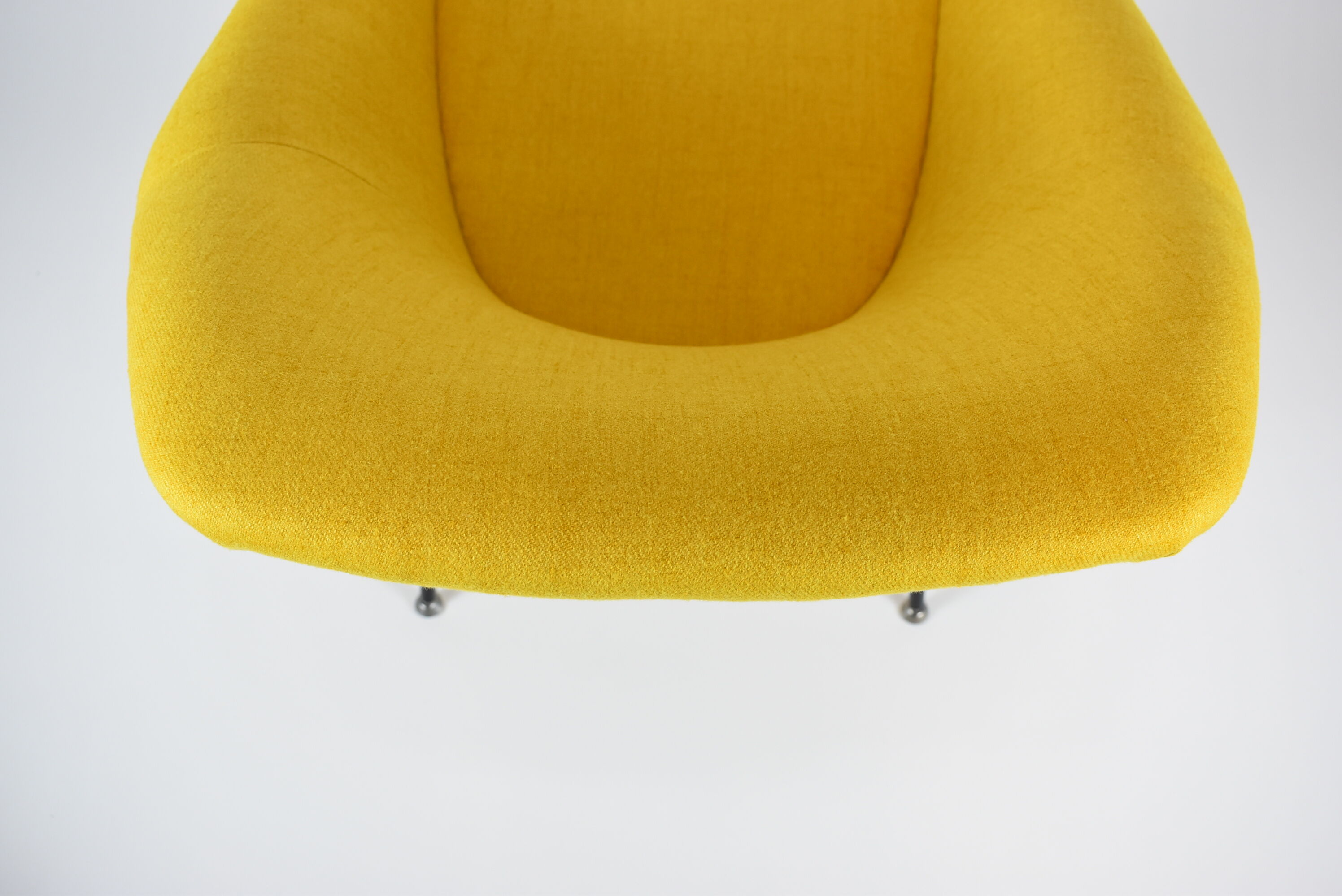Vintage polish armchair shell, fully renovated, 1960s, fabric, chrome