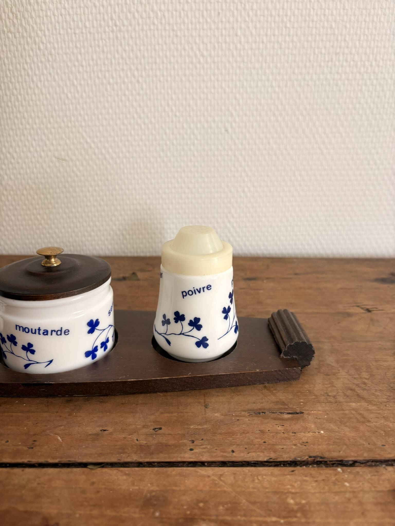 Vintage 1970s Condiment Set Salt Pepper Mustard Housekeeper Service