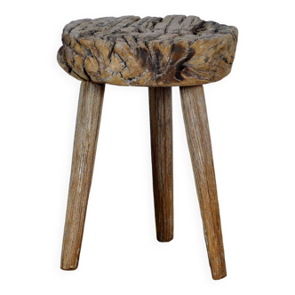 Tabouret à lait en chêne, vers 1870