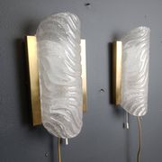 Pair of brass and glass wall lights by Fischer Leuchten, 1960s