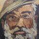 Oil on panel portrait of an old bearded man