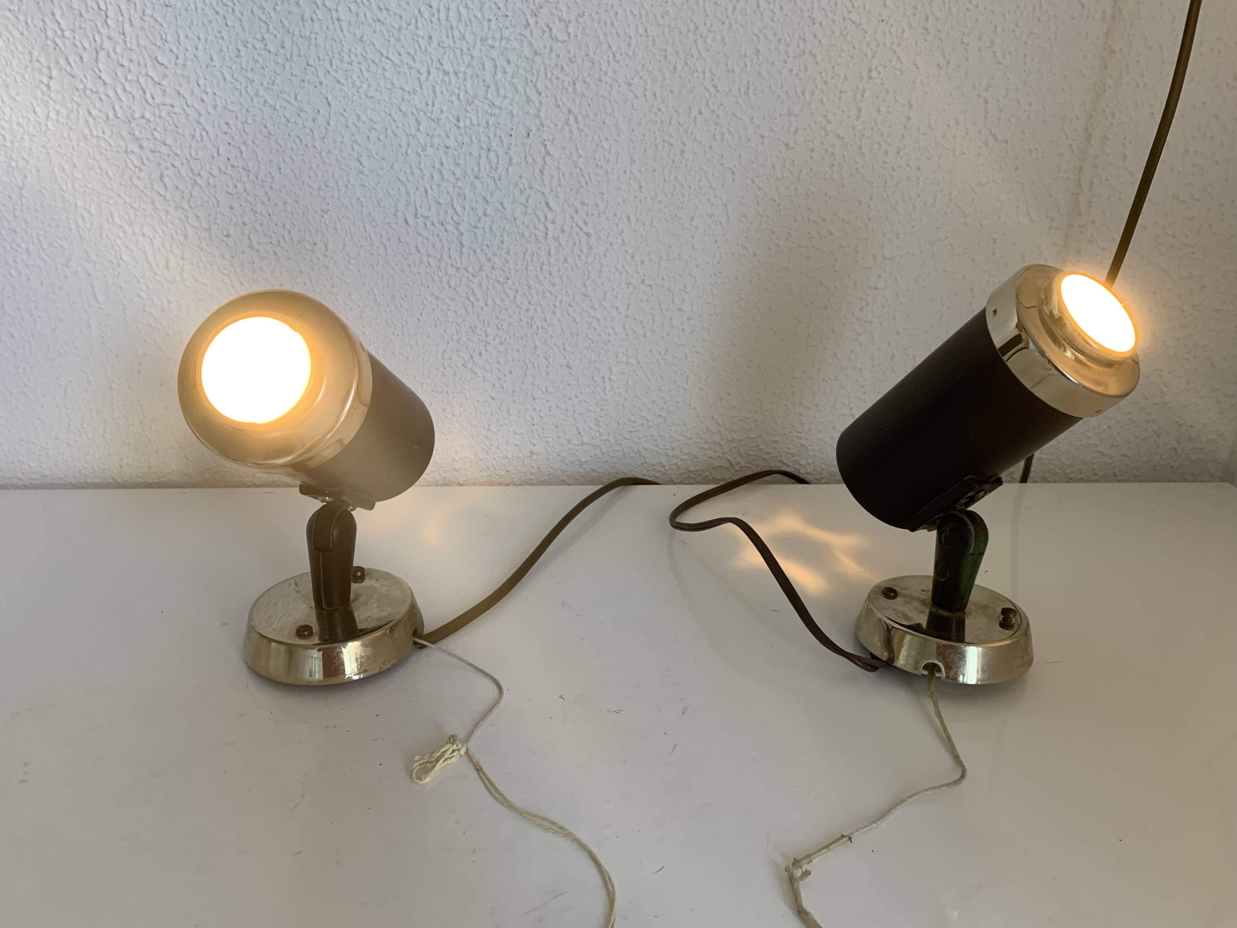 Pair of vintage 1950s Lita Zodiac spotlights by Jacques Biny, black and gold - 16 x 13