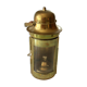 Decorative brass and glass oil lamp, wind light with wooden handle, vintage from the 1970s
