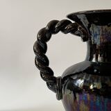 Large twisted amphora vase in glazed ceramic, Vallauris