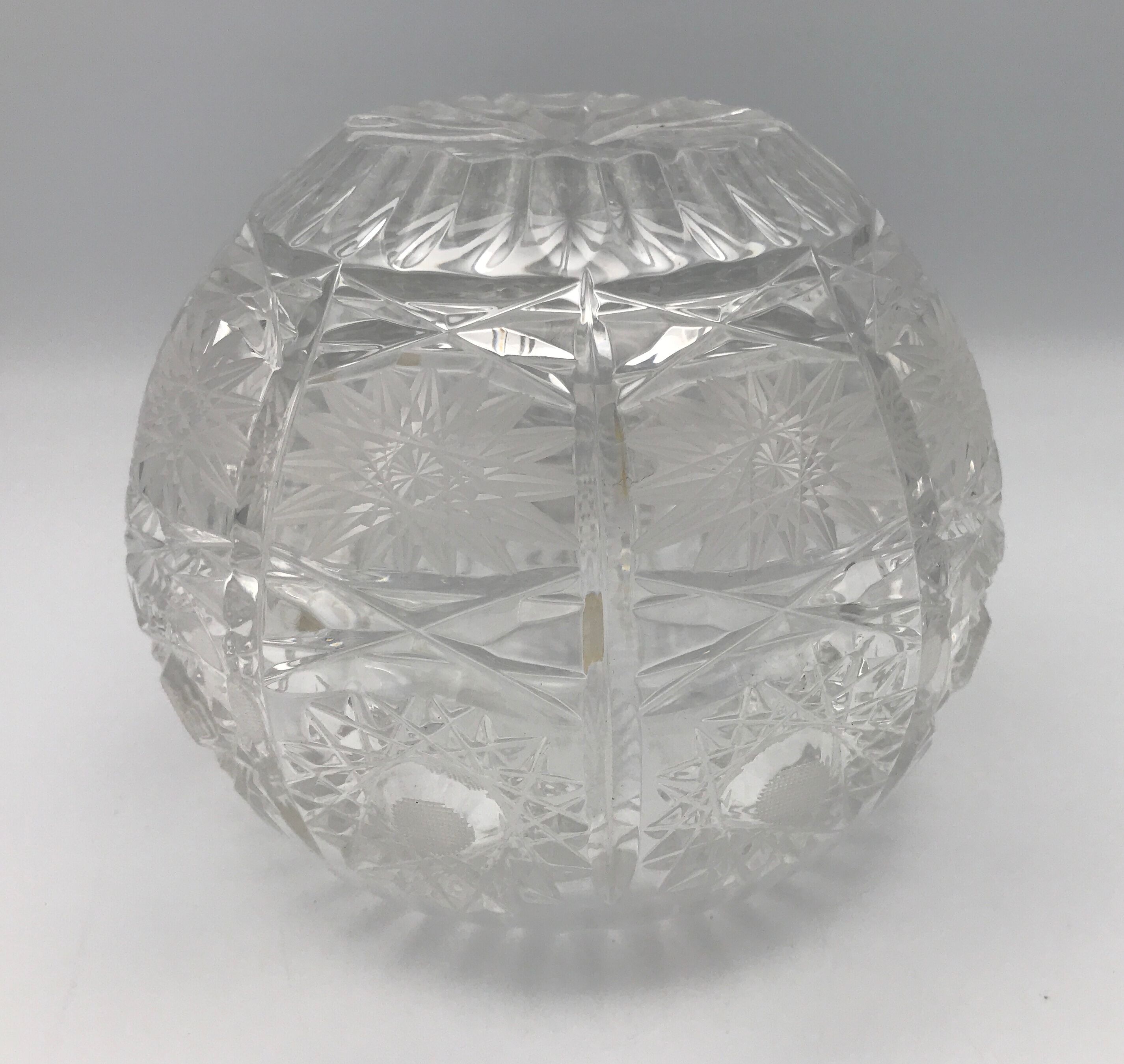 Vase crystal ball schonborner bleikristall germany floral motifs