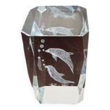 Presse-papier dauphins en verre