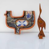Large Mid-Century Scandinavian Modern pottery wall decor by Hellström