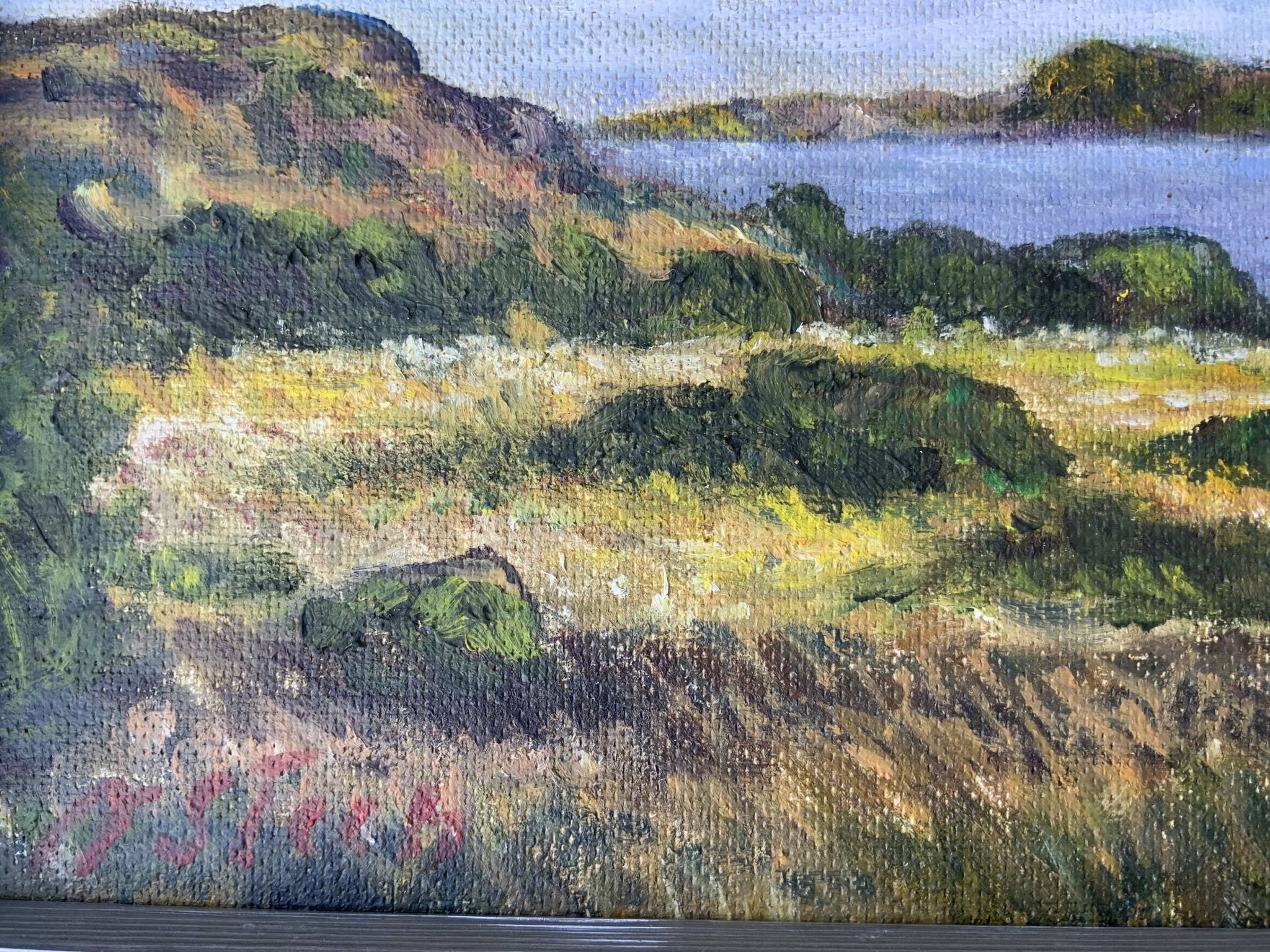 Peinture à l'huile originale de paysage vintage de N.Stern