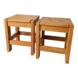 Pair of vintage larch stools, 1960s/70s