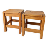 Pair of vintage larch stools, 1960s/70s