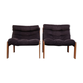 Pair of designer armchairs signed velvet